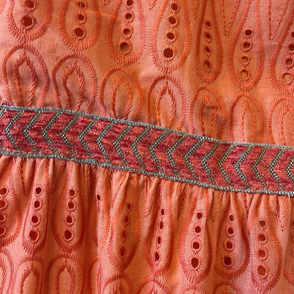 NWT Sam Edelman Strappy Orange Eyelet Ruffle MIDI Summer Dress Fully Lined. Sz 4 - Picture 6 of 12